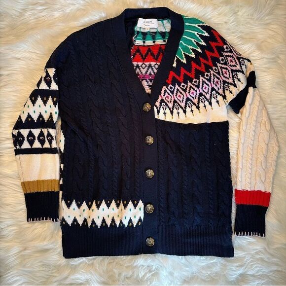 La Ligne Patchwork Fair Isle Wool Cardigan - Picture 2 of 9